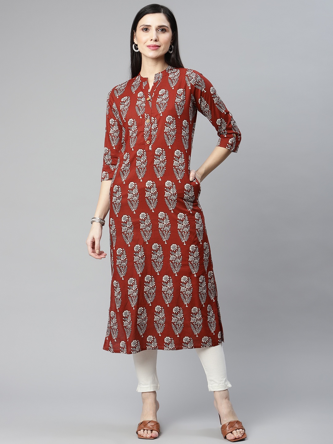 

IRIDAA JAIPUR Maroon Ethnic Motifs Printed Kurta