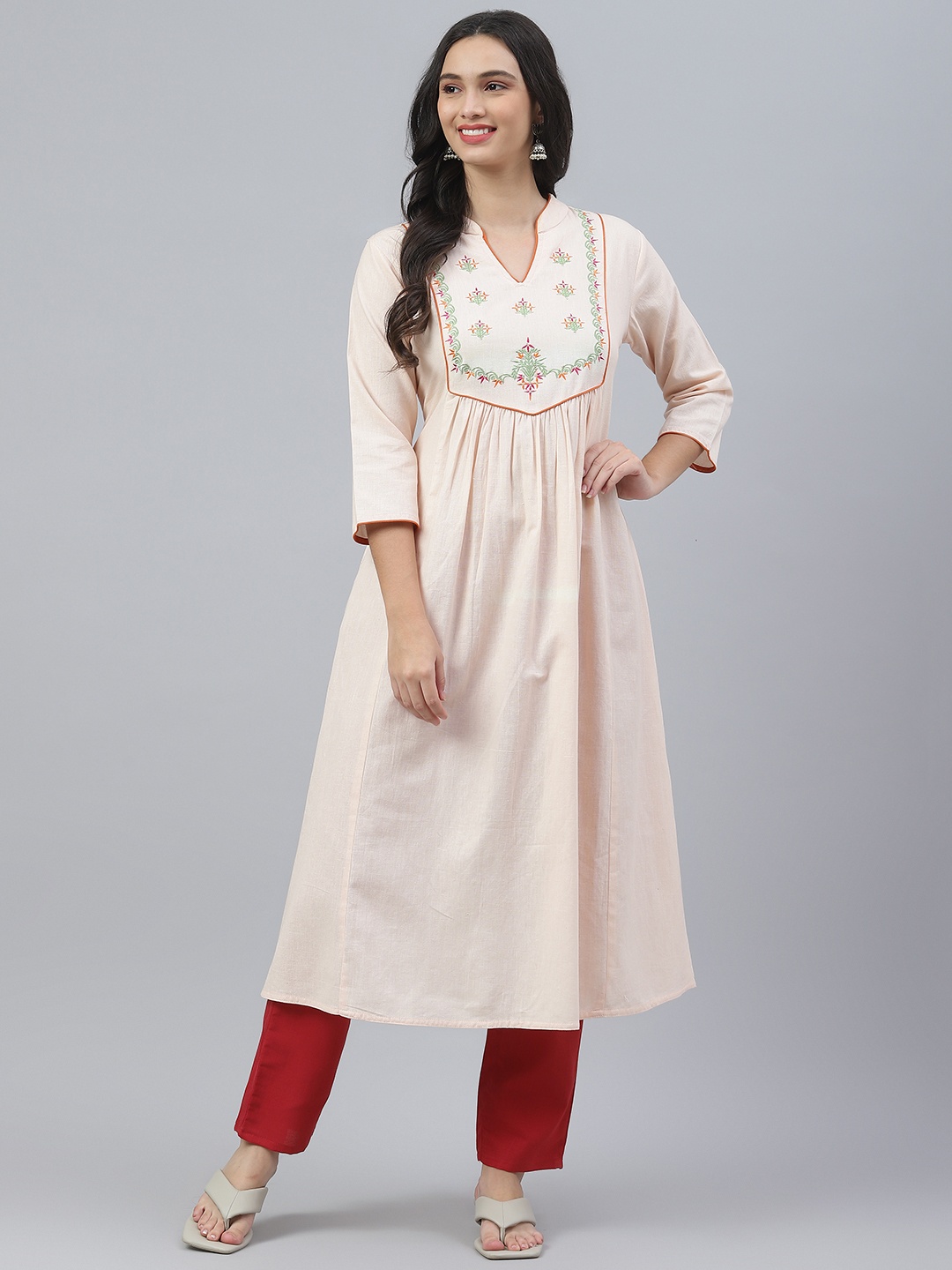 

IRIDAA JAIPUR Women Pink Ethnic Motifs Yoke Design Kurta