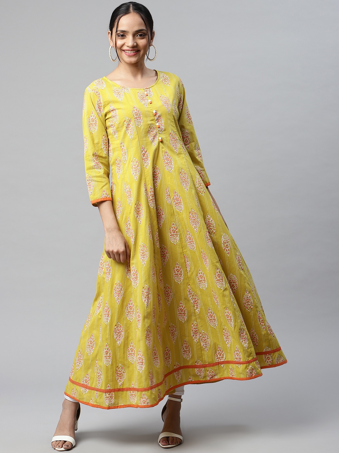 

IRIDAA JAIPUR Women Green & Pink Floral Printed Kurta