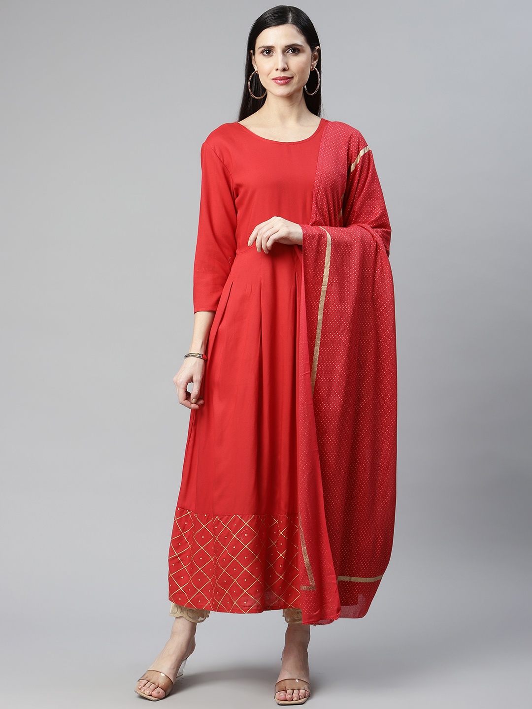 

IRIDAA JAIPUR Red Anarkali Kurta