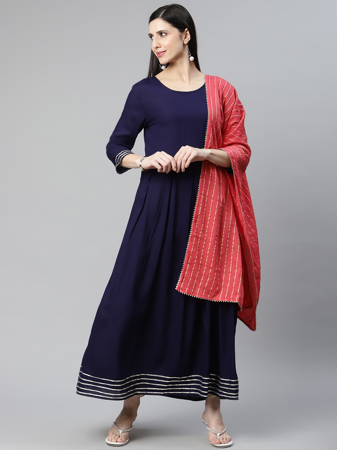 

IRIDAA JAIPUR Women Blue Indigo Anarkali Kurta