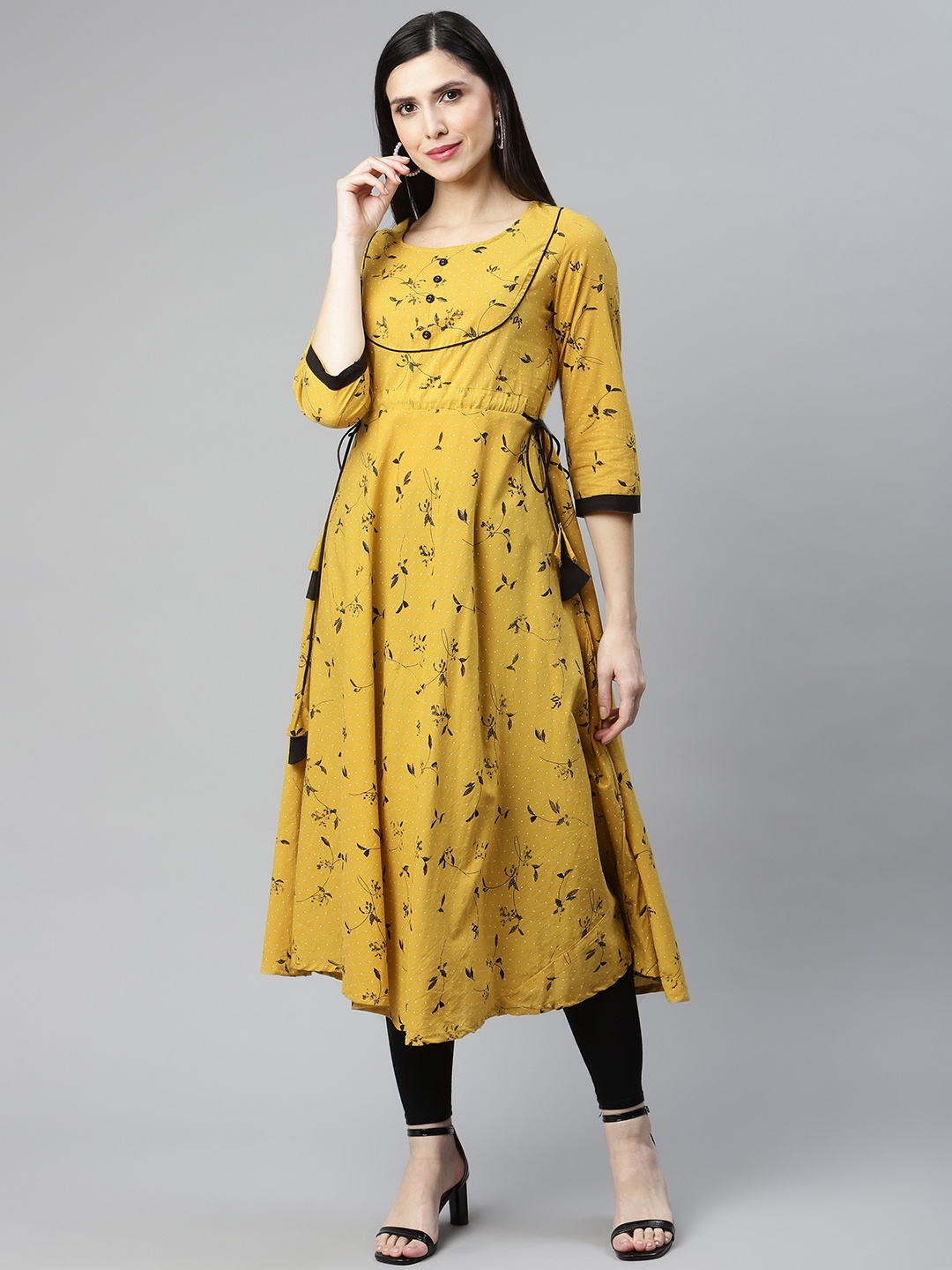 

IRIDAA JAIPUR Women Yellow Floral Printed Floral Kurta
