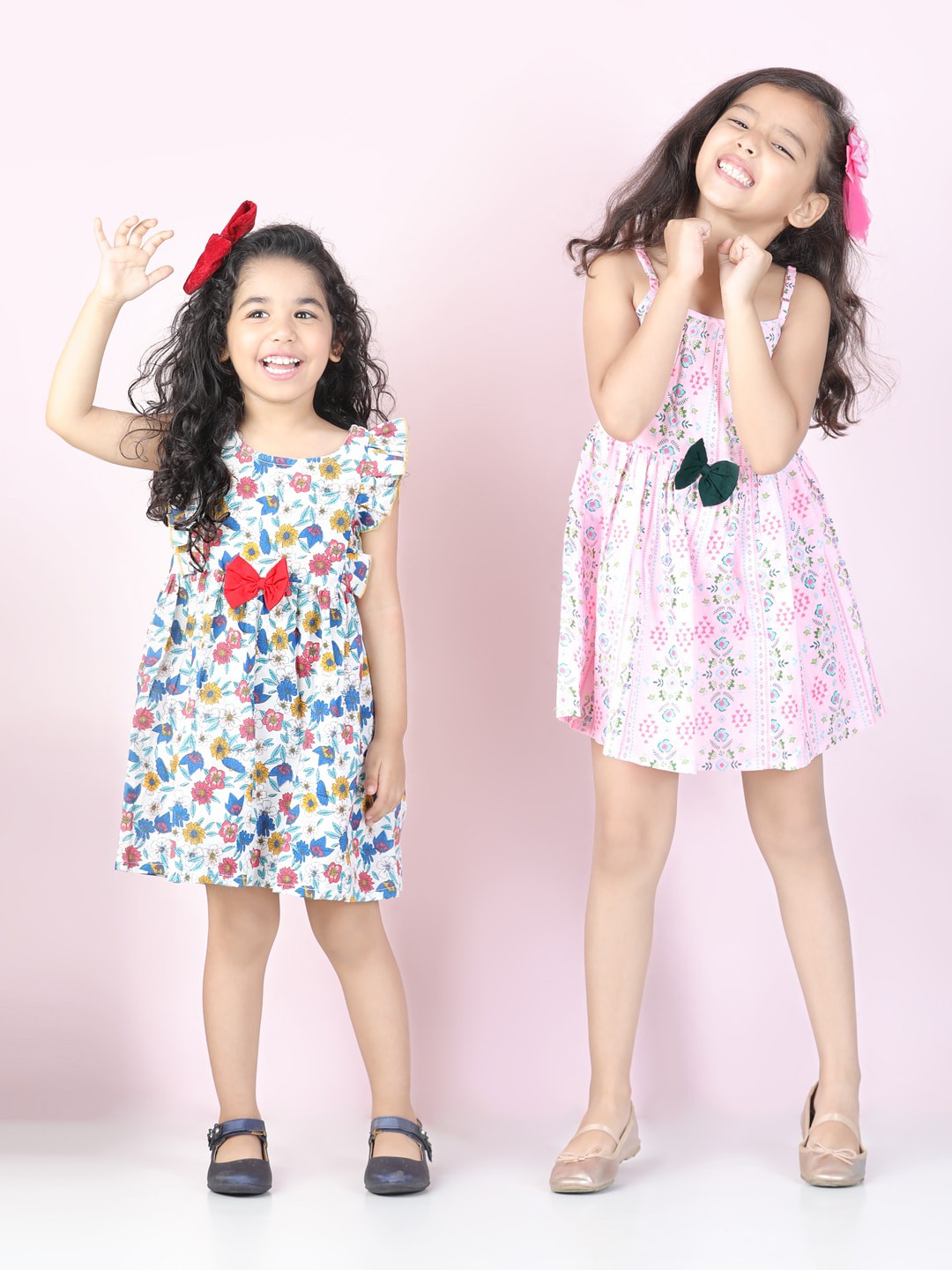 

Cutiekins Girl's Set of 2 Blue & Pink Floral Cotton Dress
