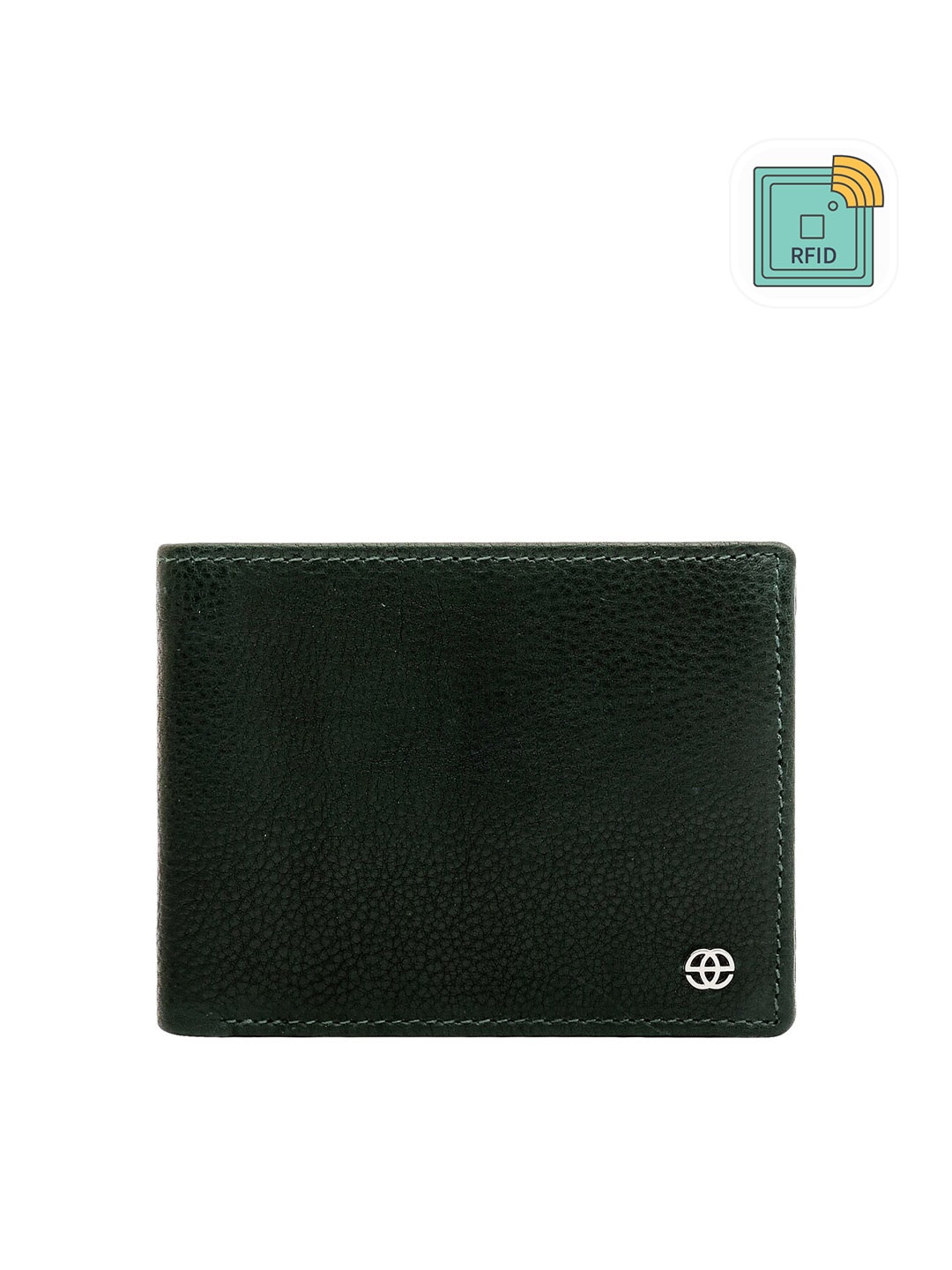 

Eske Men Green Textured Leather Two Fold Wallet