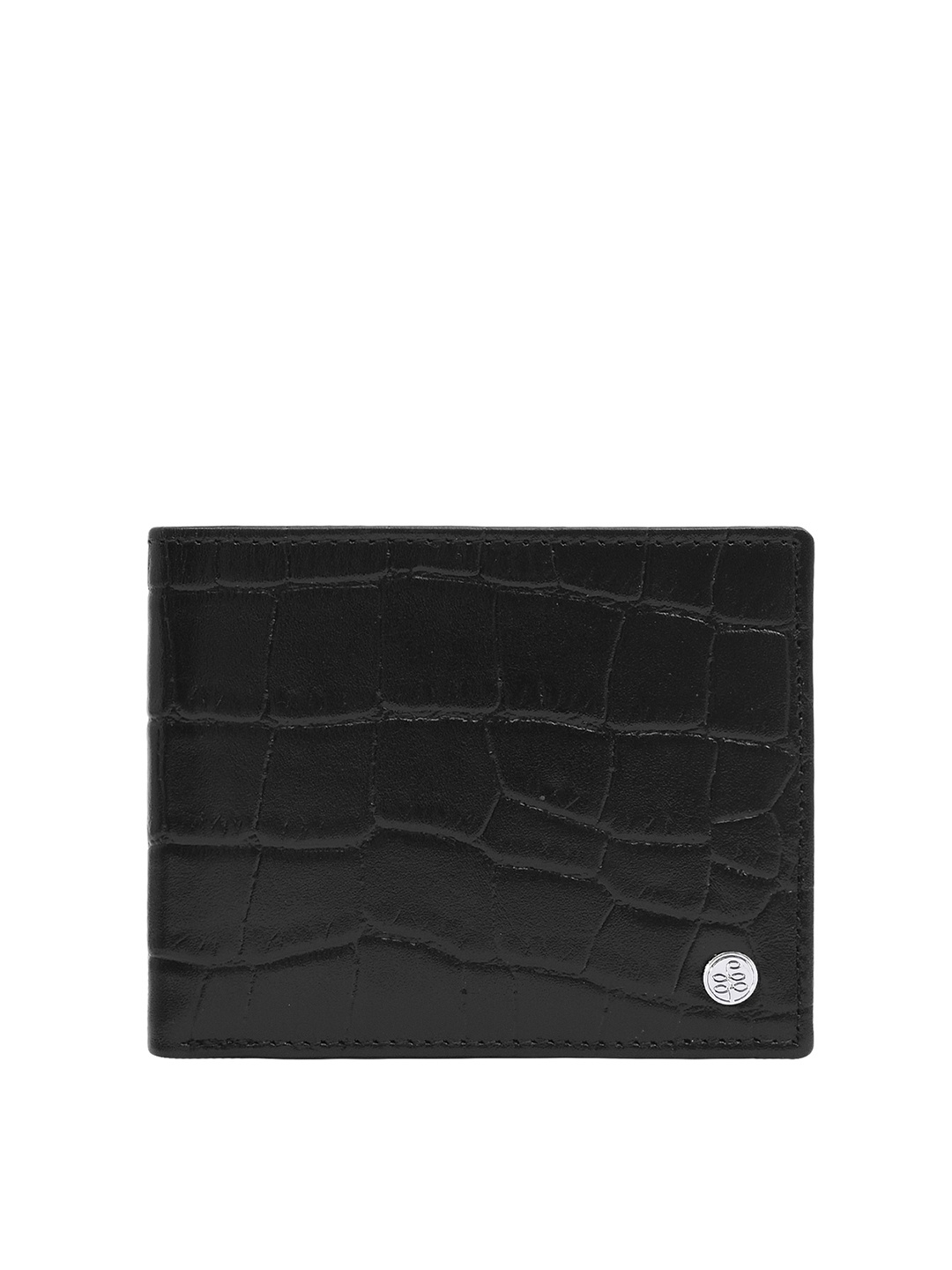 

Eske Men Black Textured Leather Two Fold Wallet