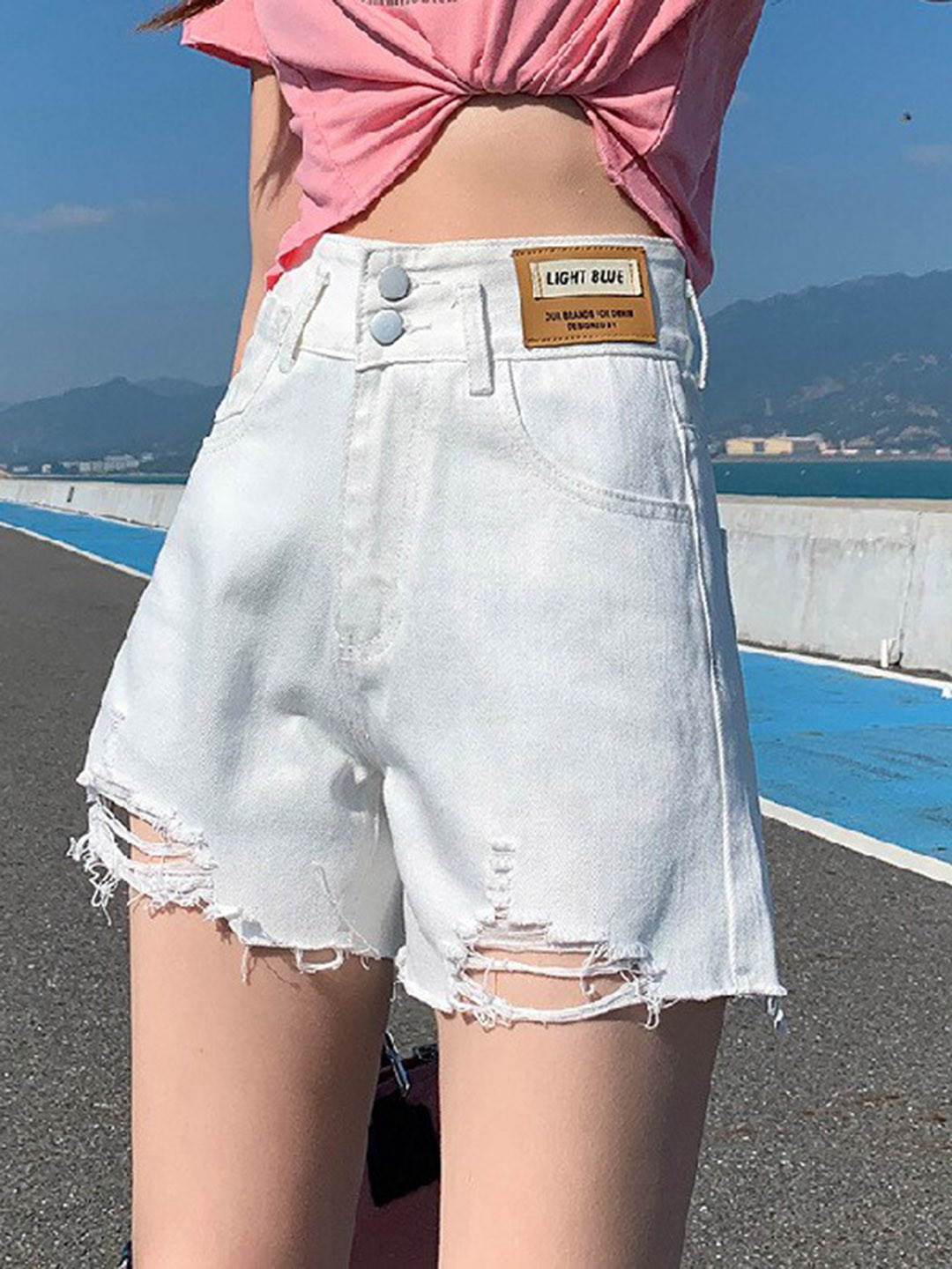 

BoStreet Women White Washed Loose Fit Denim Shorts