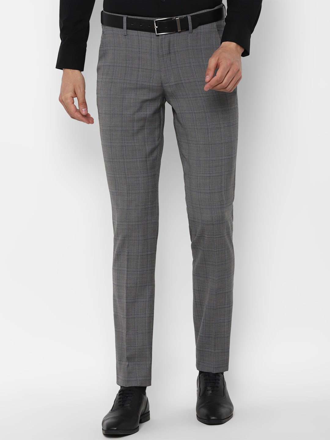 

Louis Philippe Men Grey Checked Trousers