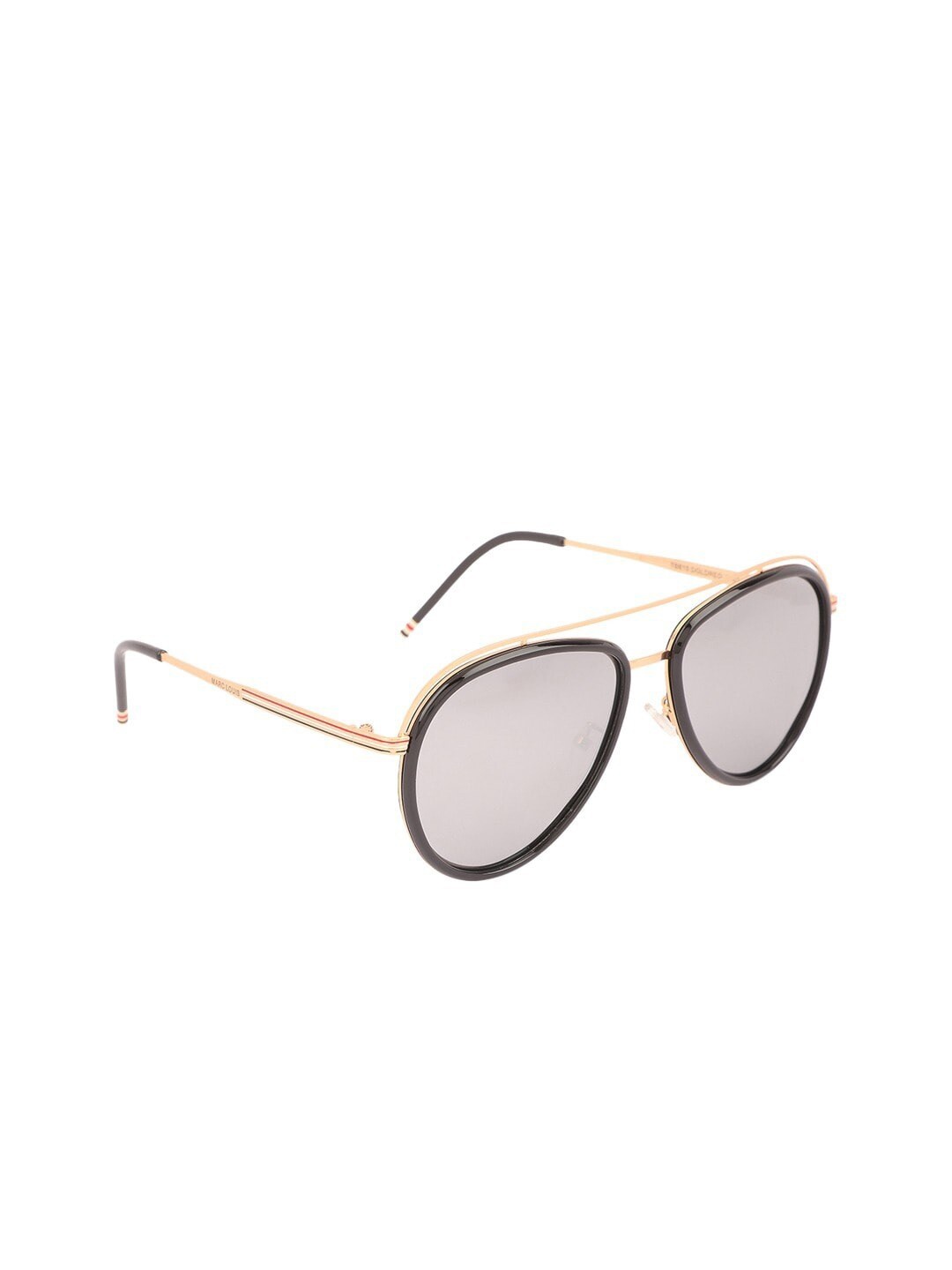 

MARC LOUIS Unisex Pink Lens & Gold-Toned Aviator Sunglasses with Polarised and UV Protected Lens