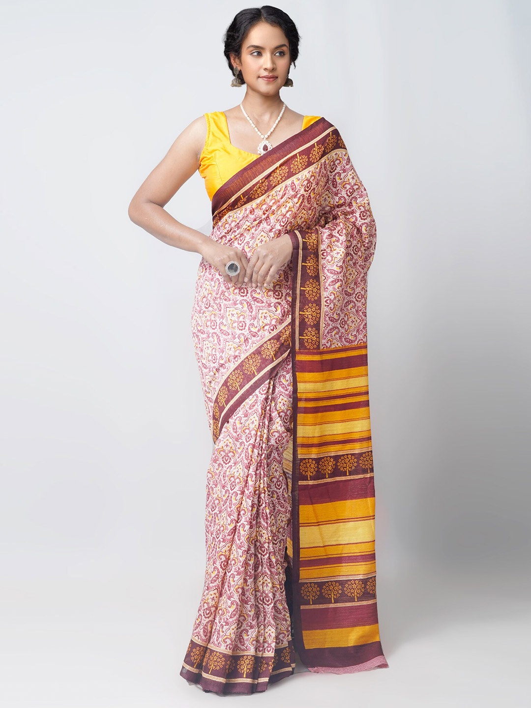 

Unnati Silks Multicoloured Ethnic Motifs Printed Silk Cotton Patola Saree, Multi