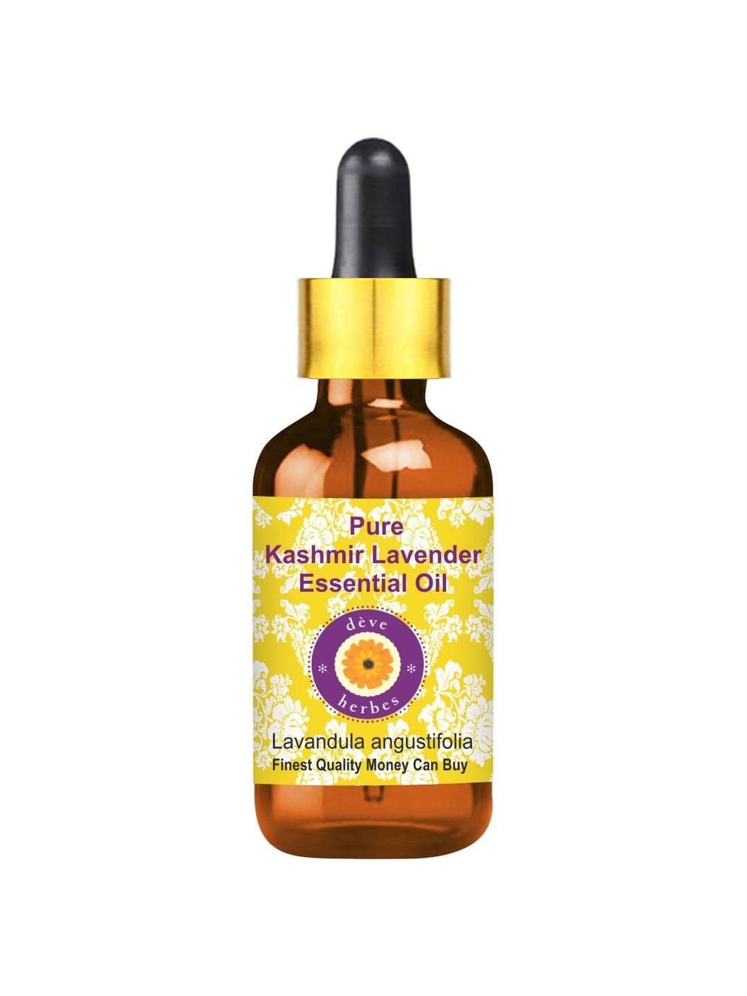 

Deve Herbes Pure Kashmir Lavender Steam Distilled Essential Oil with Glass Dropper - 15 ml, Yellow