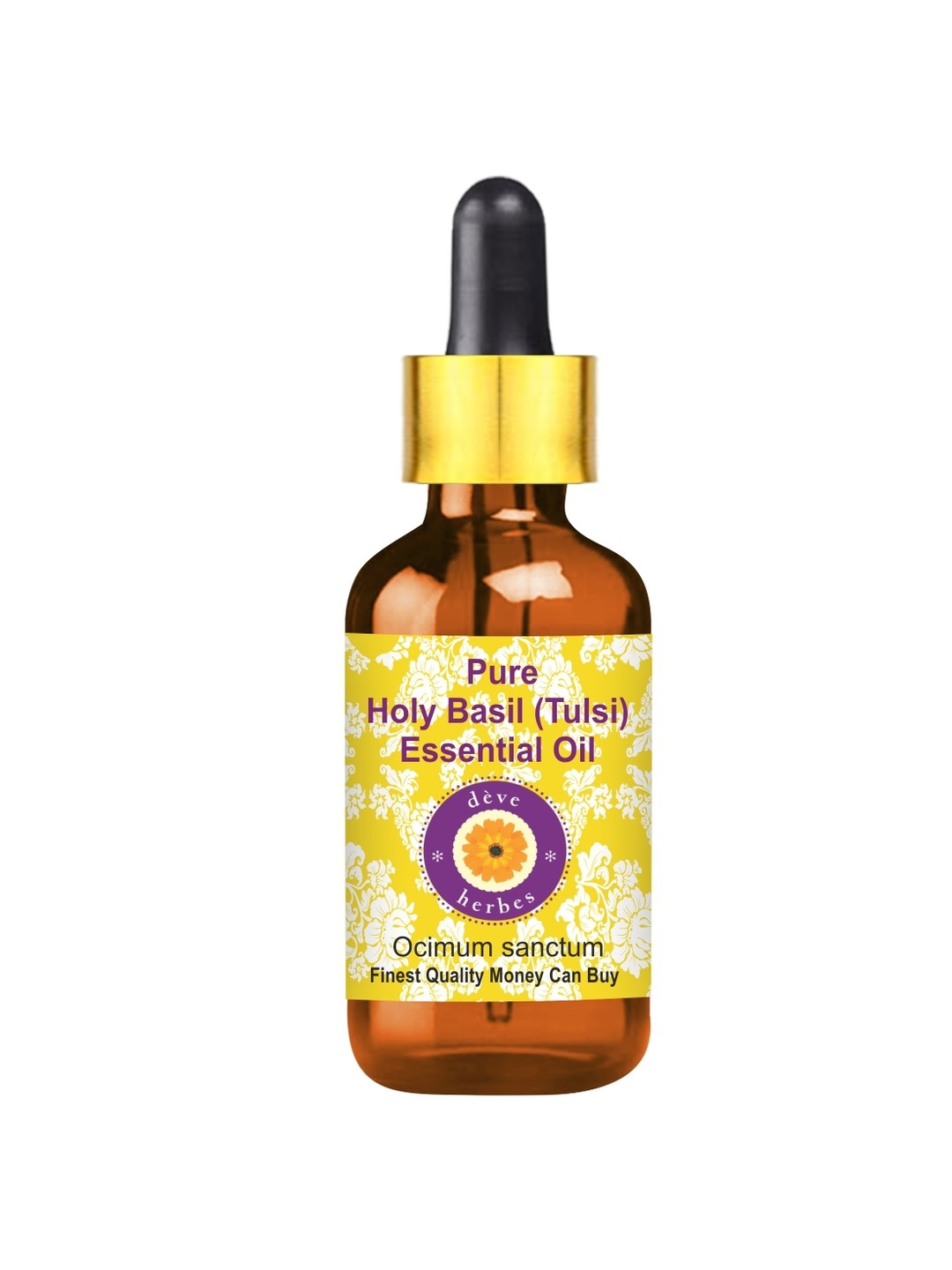 

Deve Herbes Pure Holy Basil Steam Distilled Essential Oil with Glass Dropper - 100 ml, Yellow