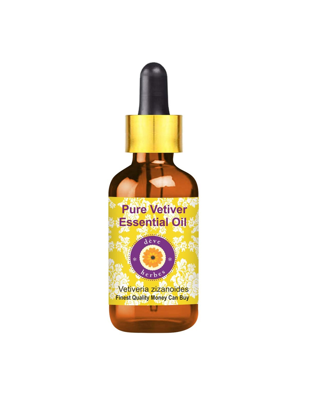 

Deve Herbes Pure Vetiver Steam Distilled Essential Oil with Glass Dropper - 2 ml, Yellow