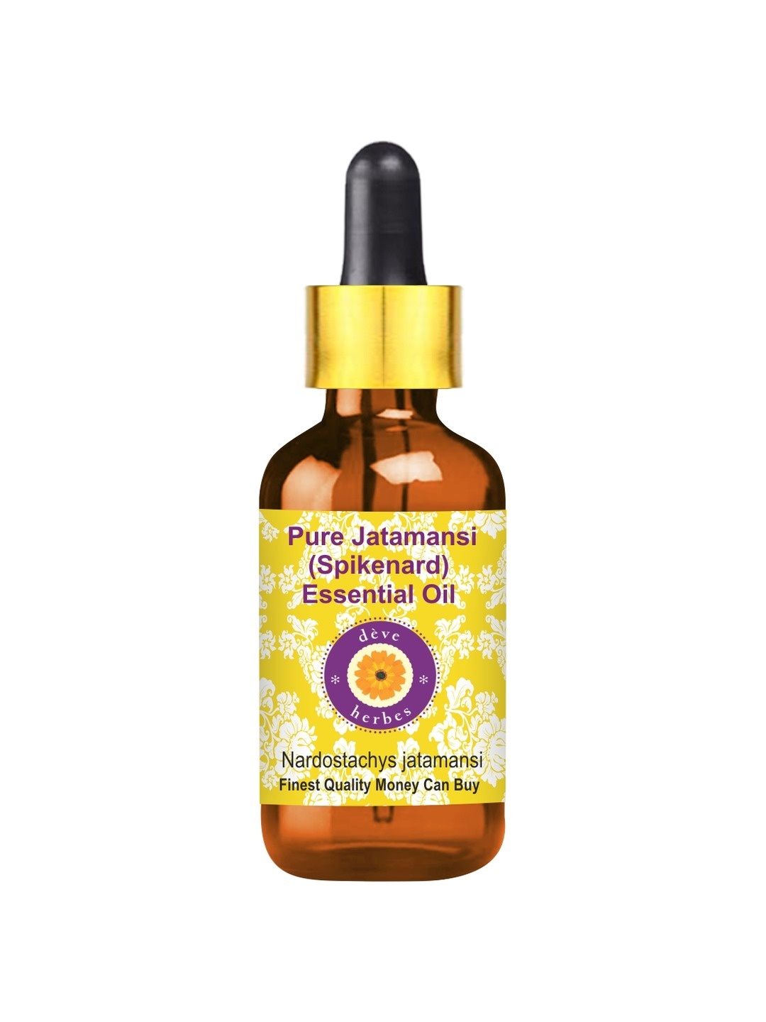 

Deve Herbes Pure Jatamansi Spikenard Essential Oil with Glass Dropper - 50ml, Yellow