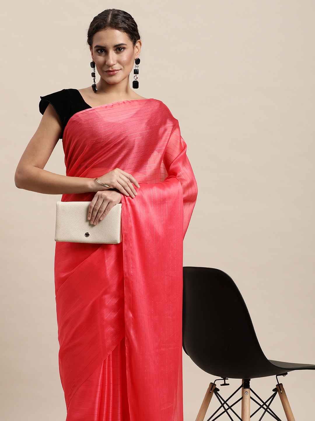 

awesome Pink Striped Saree