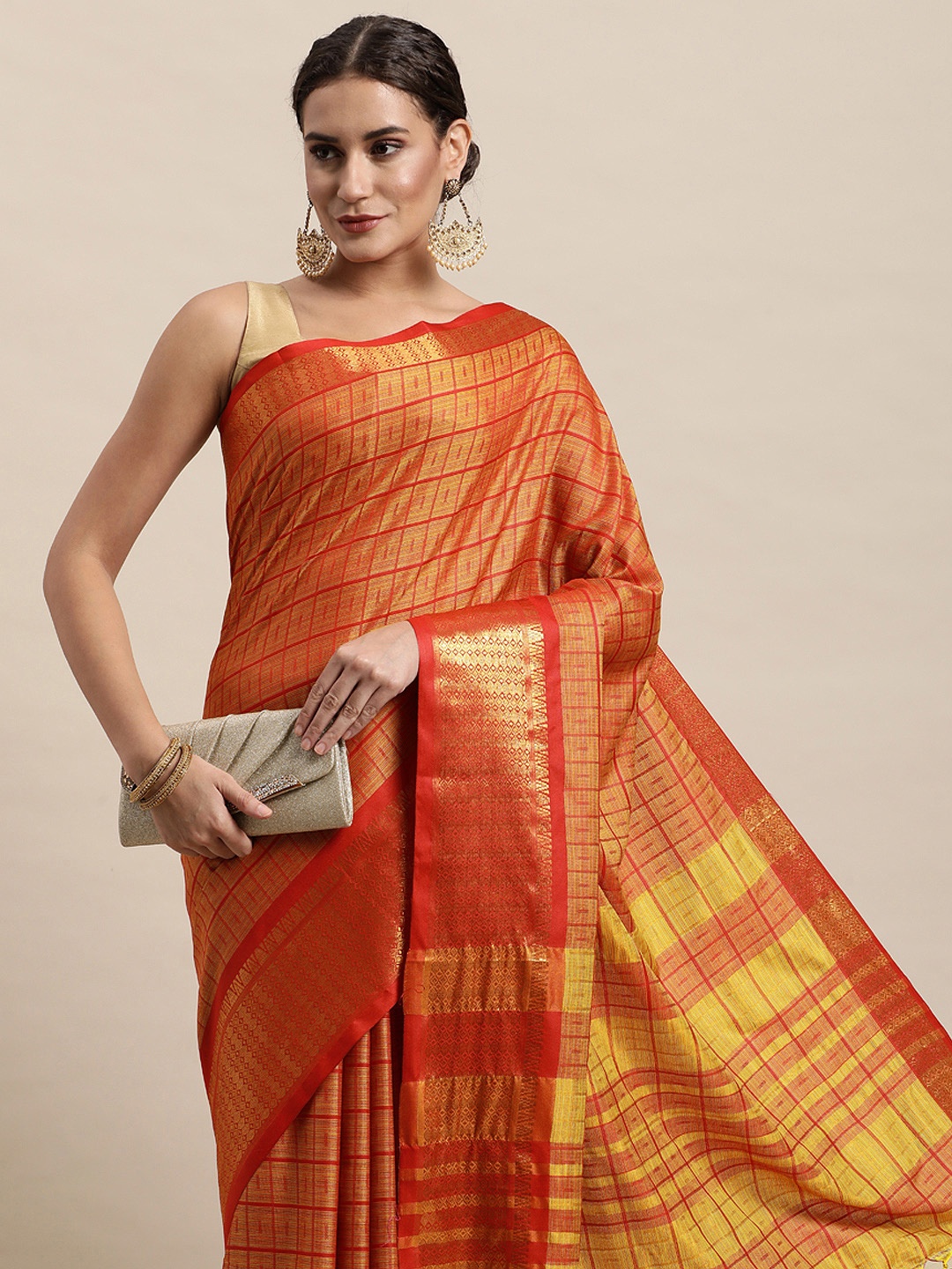 

awesome Red Ethnic Motifs Pure Cotton Saree