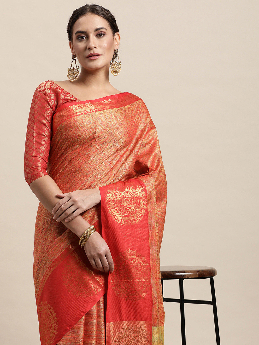 

awesome Red Woven Design Pure Cotton Saree