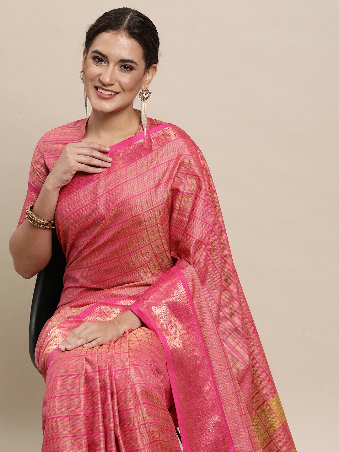 

awesome Pink Ethnic Motifs Pure Cotton Saree