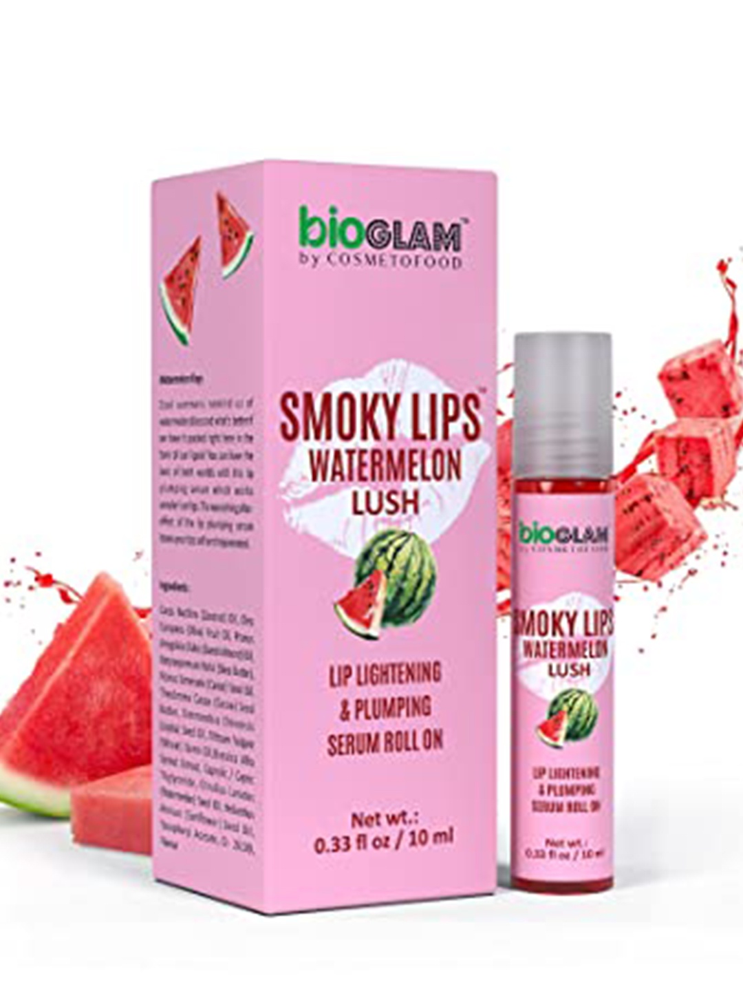 

COSMETOFOOD Bioglam Smoky Lips Watermelon Lush Lip Lightening & Plumping Serum 10 ml, Pink