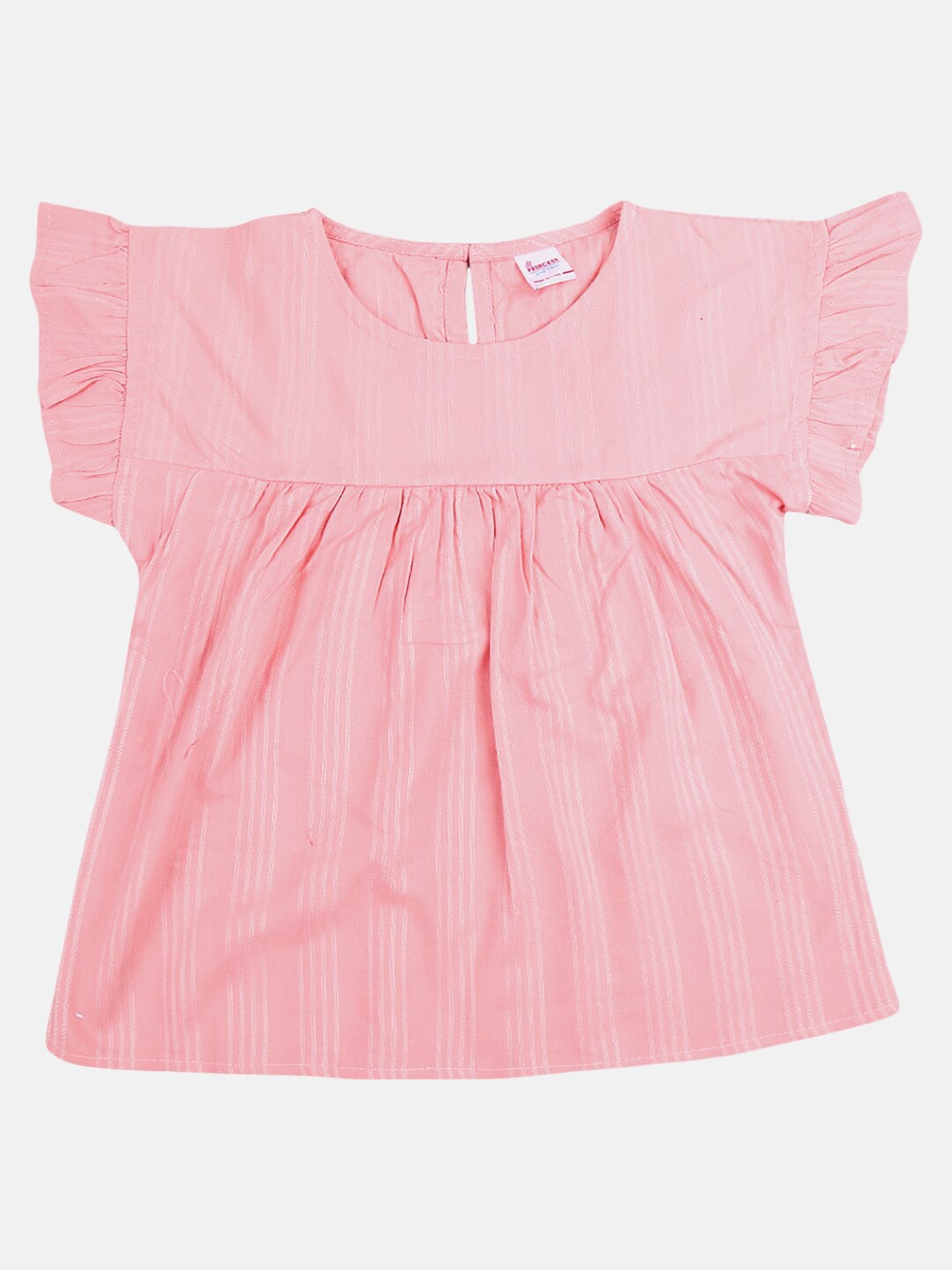 

V-Mart Girls Coral Striped Cotton A-line Top