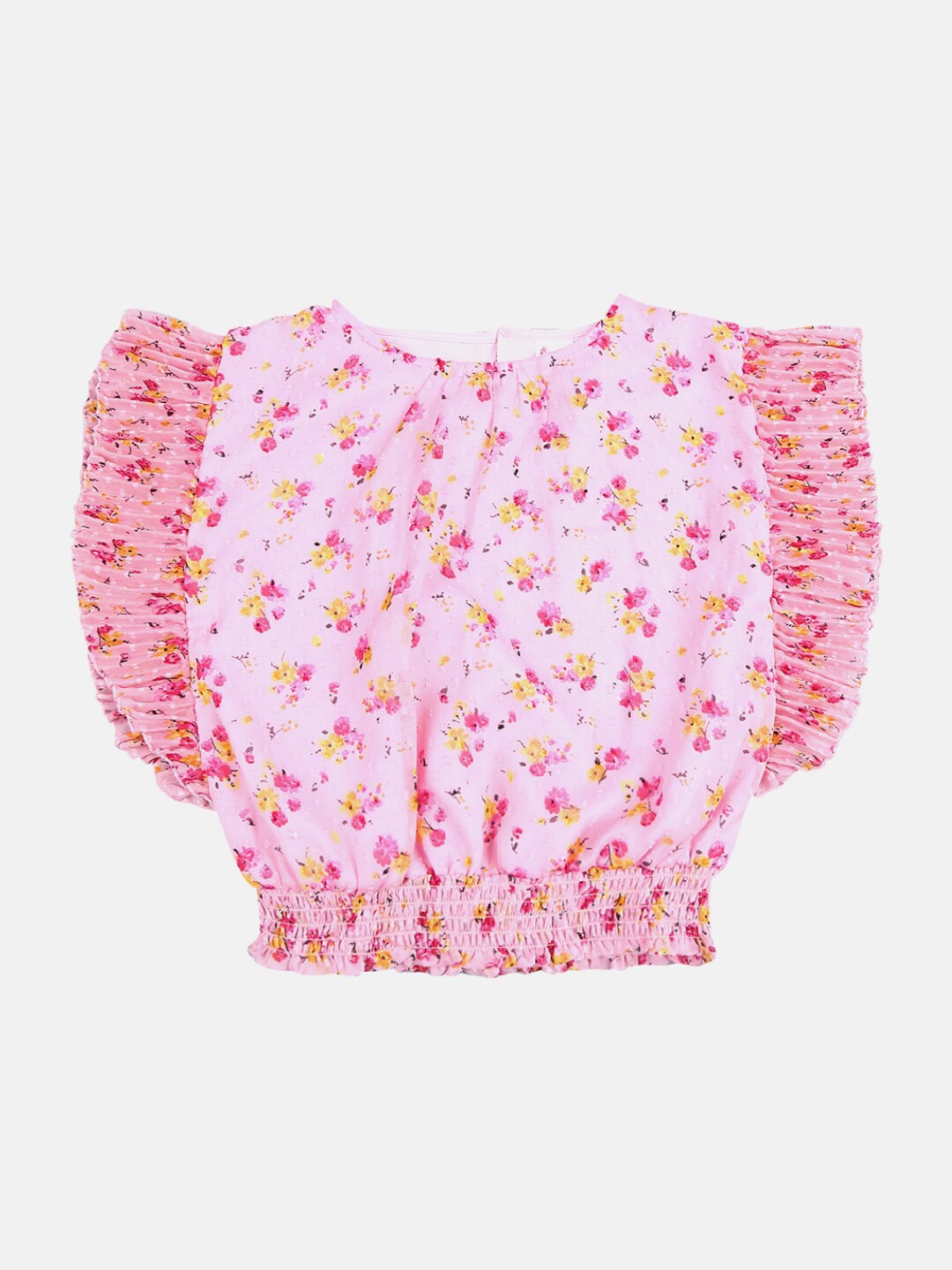 

V-Mart Girls Pink Floral Print Blouson Top