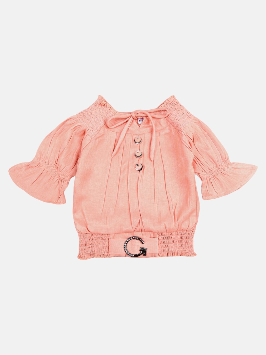 

V-Mart Girls Peach-Coloured Solid Top