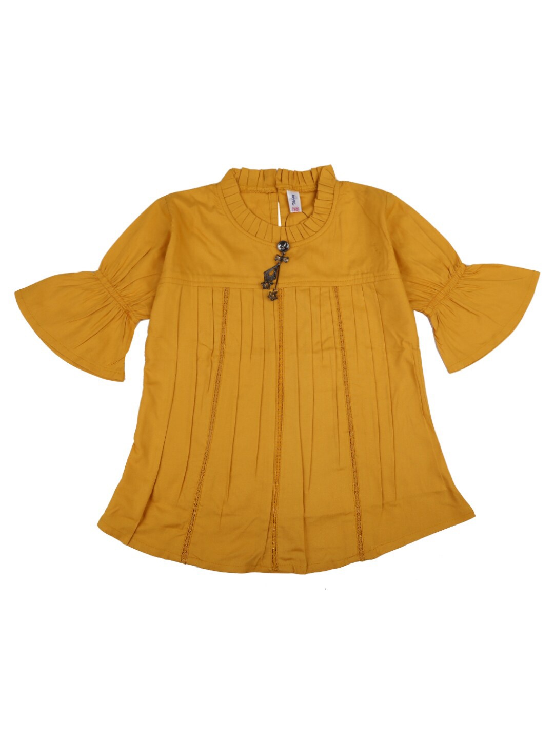 

V-Mart Girls Mustard Yellow Mandarin Collar Top