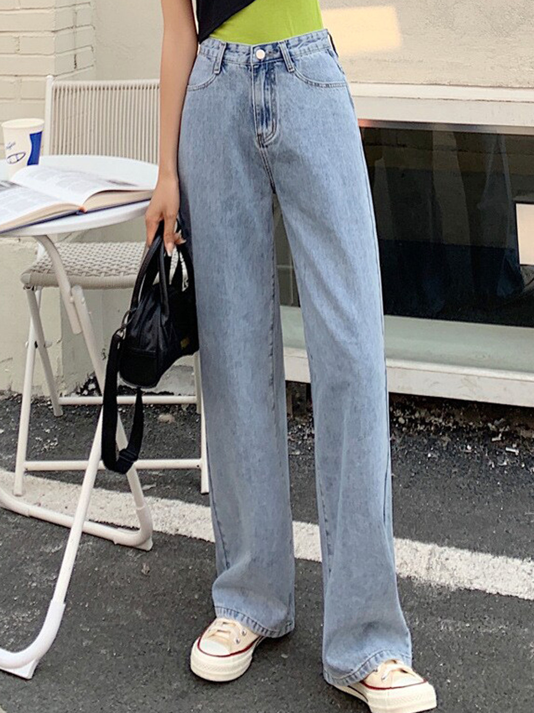 

BoStreet Women Blue Wide Leg High-Rise Jeans