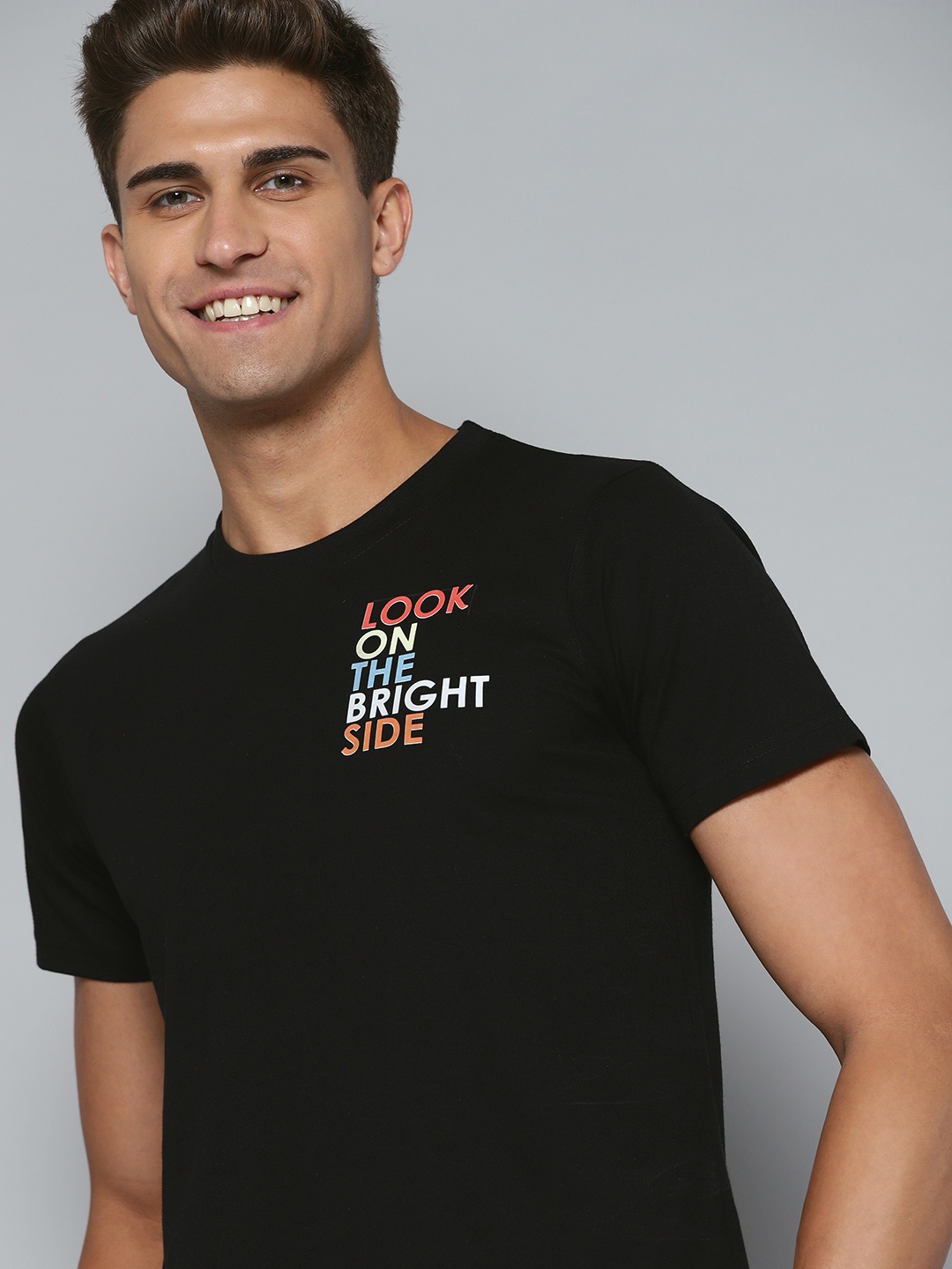 

HERE&NOW Men Black Typography Printed T-shirt