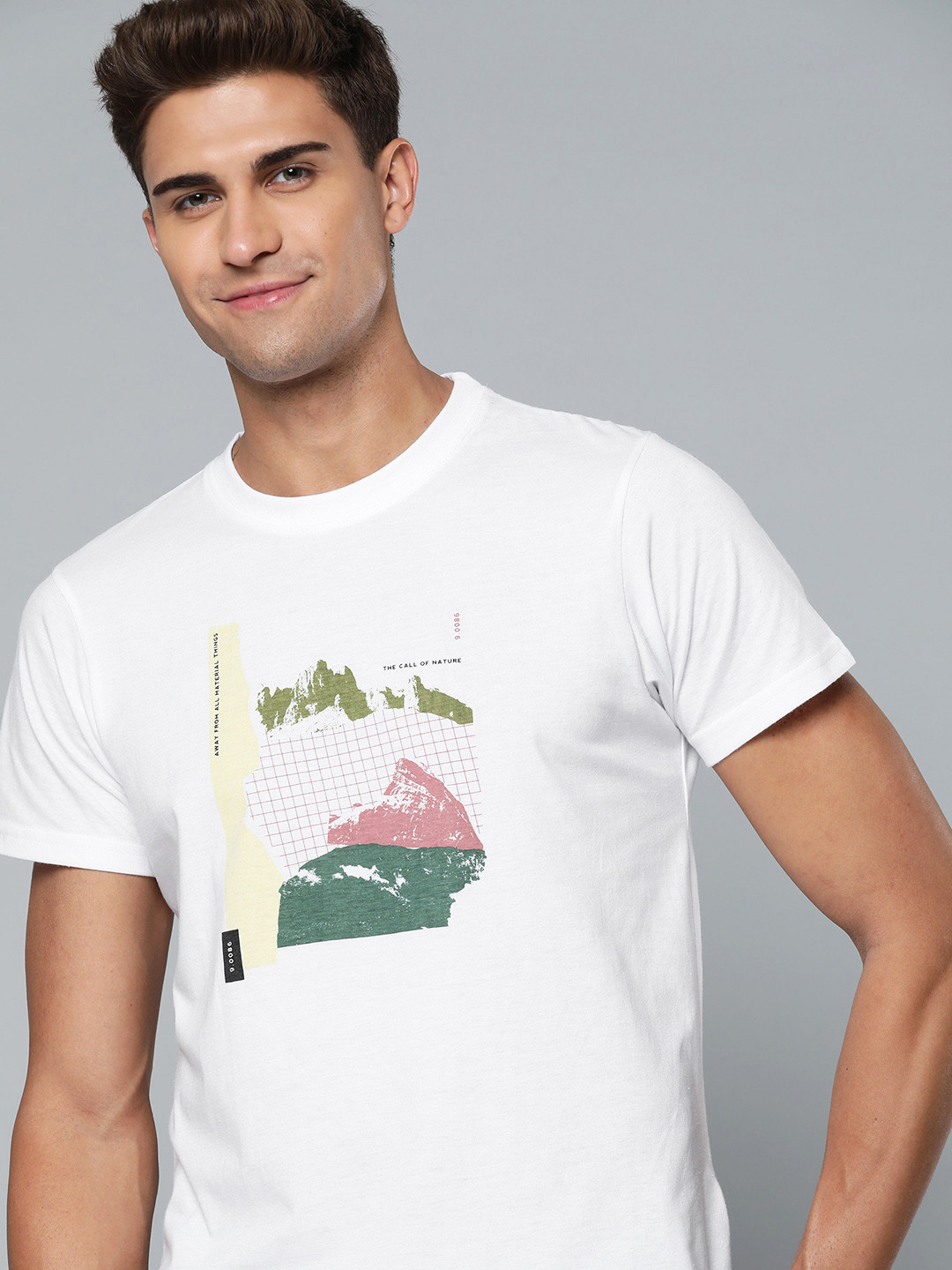 

HERE&NOW Men White Graphic Printed T-shirt