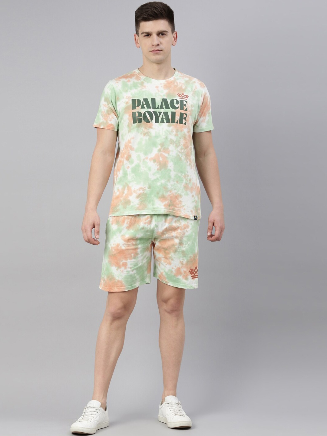 

Joven Men Green & Brown Tie and Dye Cotton T-Shirt & Shorts