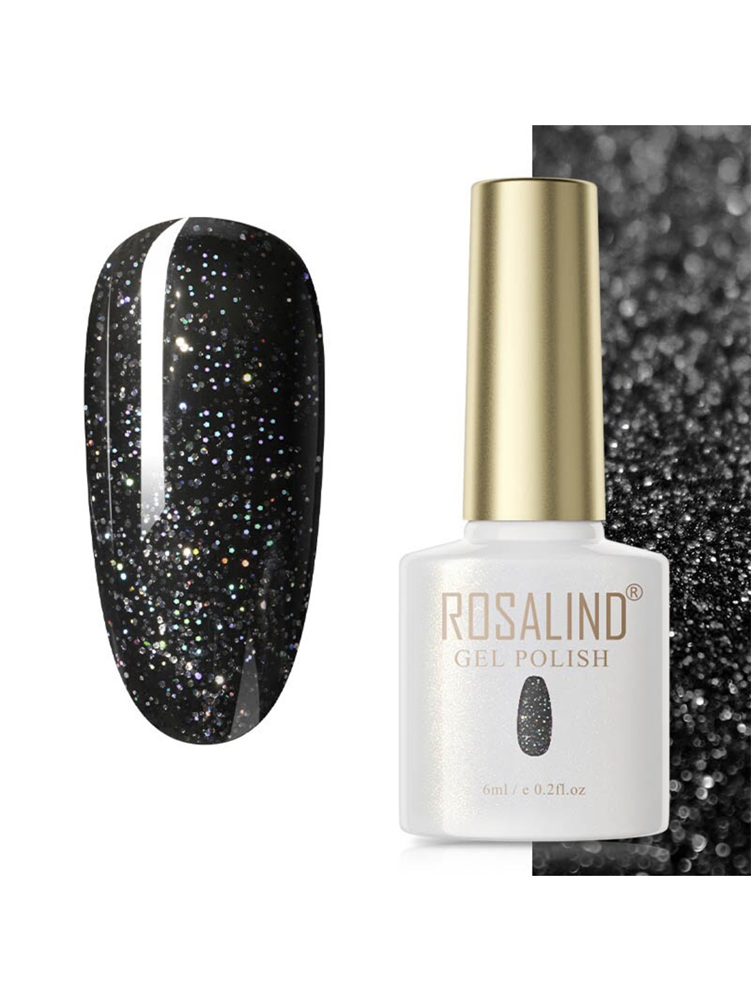 

ROSALIND Soak Off RAE Pure Color UV LED Gel Nail Polish - PX083, Black