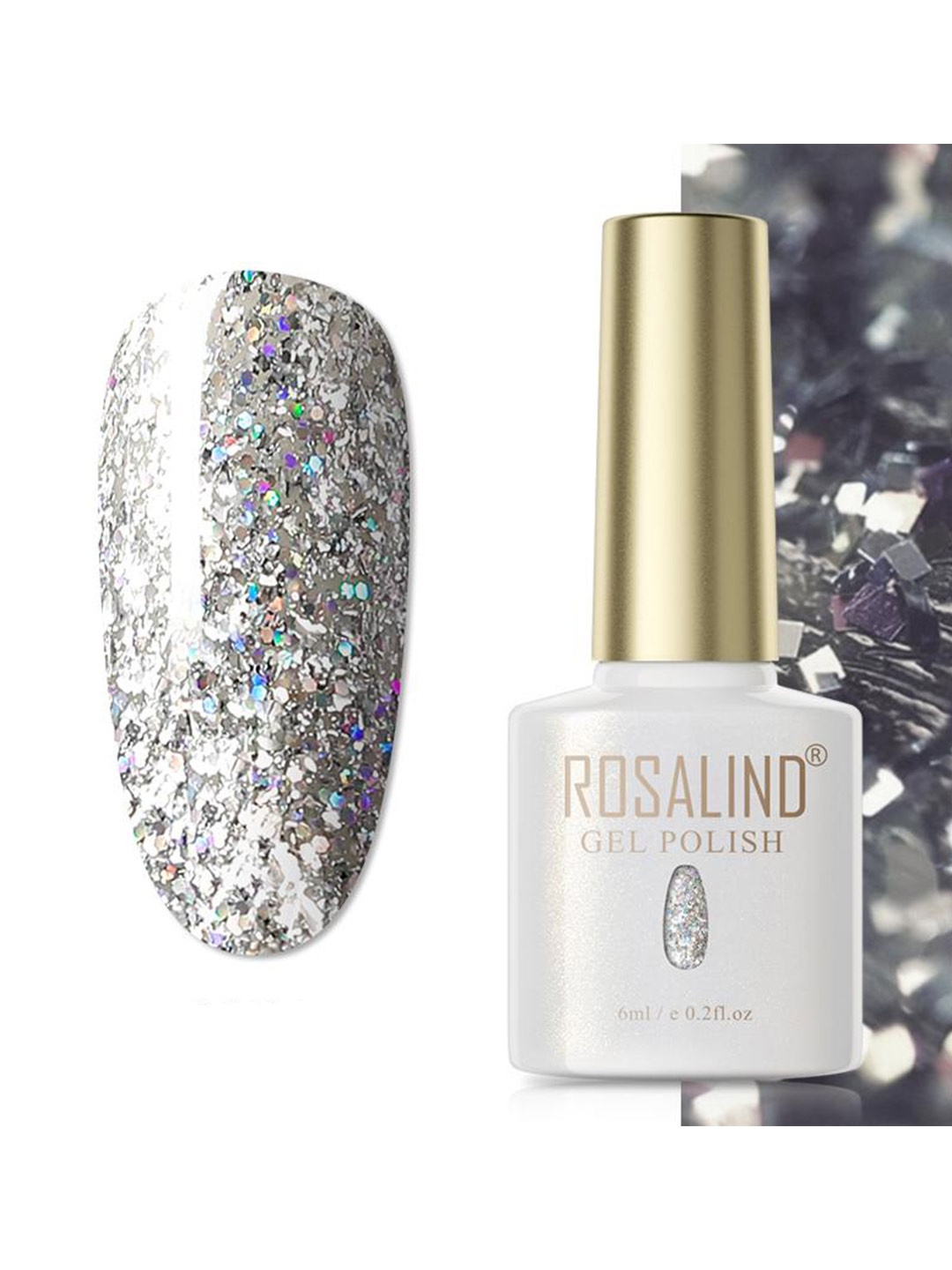 

ROSALIND Soak Off RAE Pure Color UV LED Gel Nail Polish - PX036, Silver