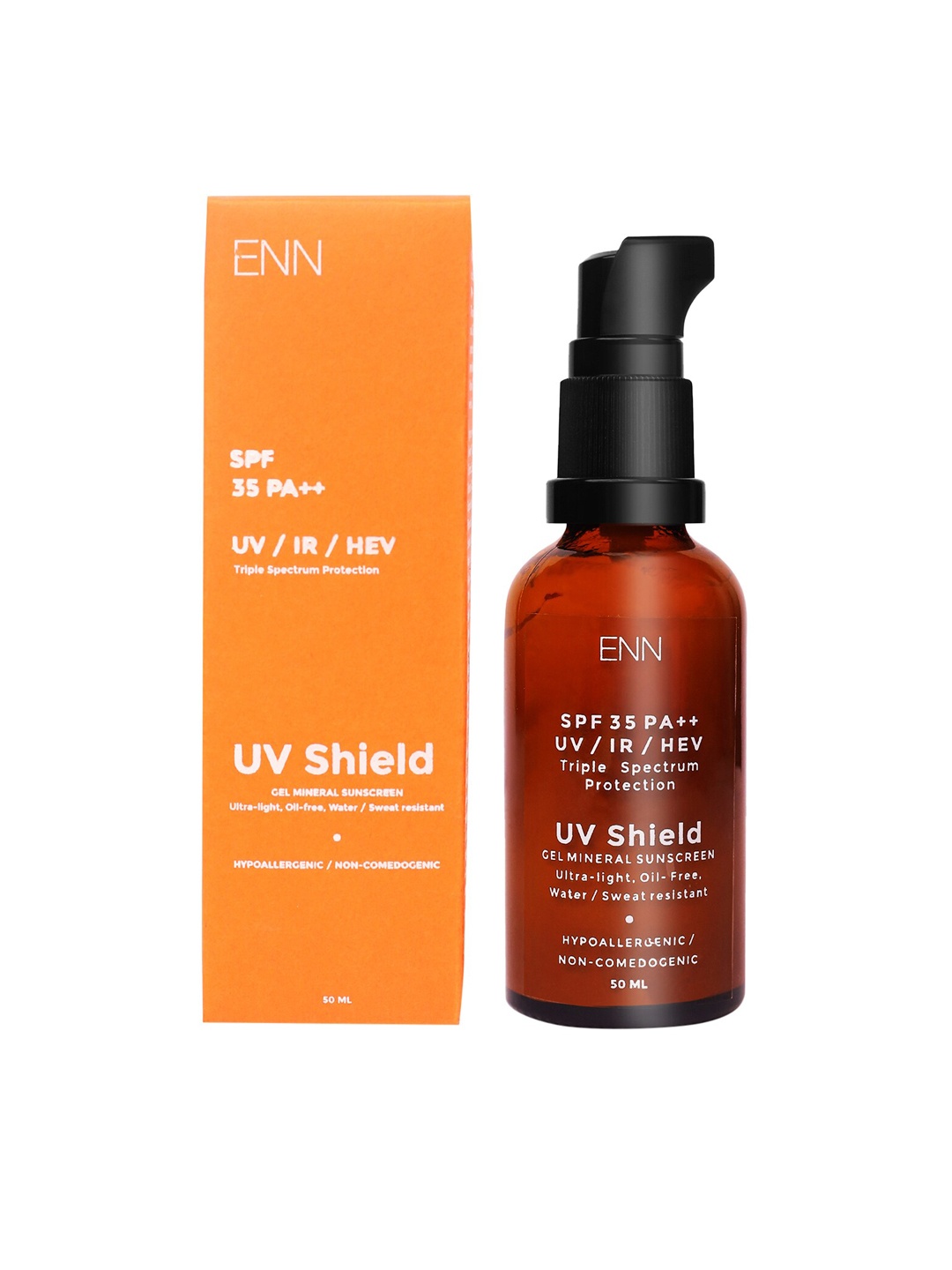 

ENN UV Shield Gel Mineral Sunscreen with UV/IR/HEV Triple Spectrum Protection - 50 ml, Orange