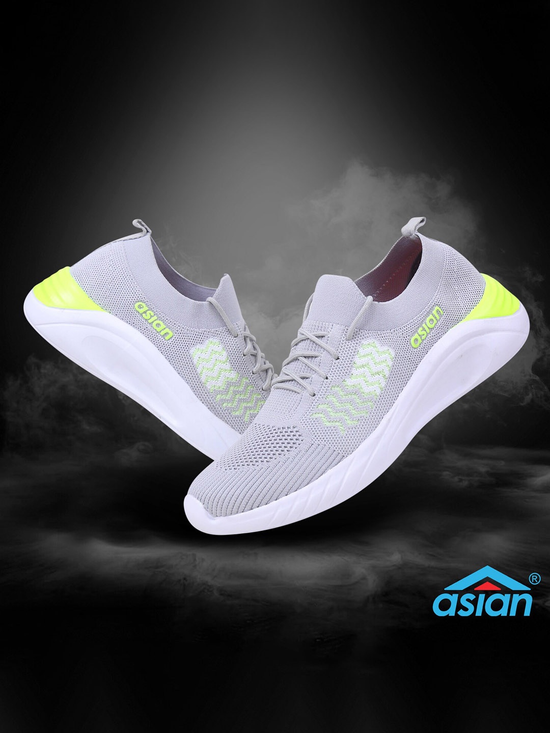 

ASIAN Men Grey Mesh Running Non-Marking Shoes