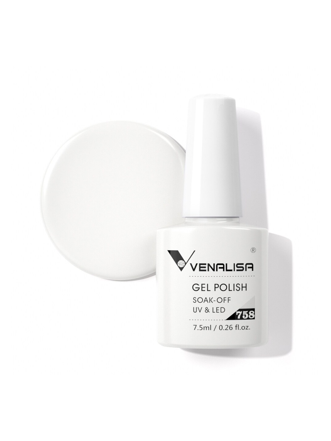 

VENALISA Soak-Off UV LED Long-Wearing Gel Nail Polish - Shade 758, White