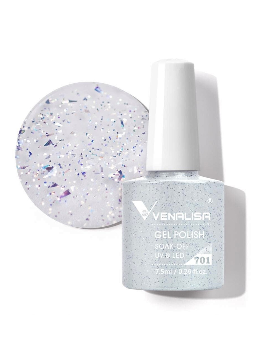 

VENALISA Soak-Off UV LED Long-Wearing Gel Nail Polish - Shade 701, Silver