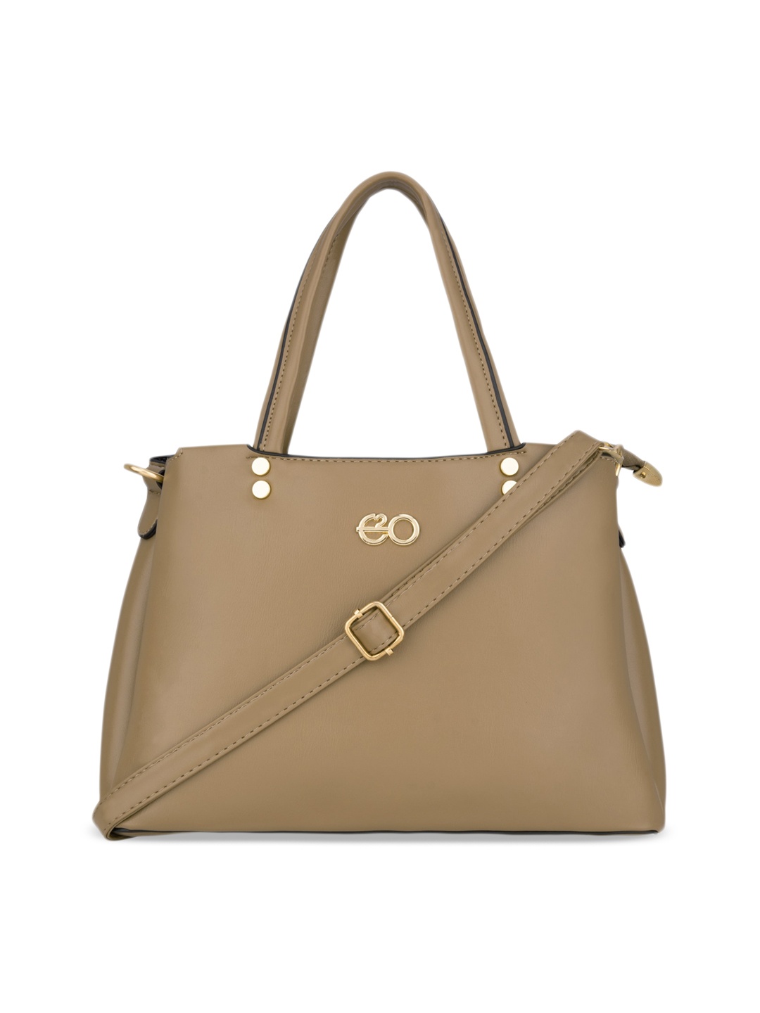 

E2O Women Beige Solid PU Structured Handheld Bag