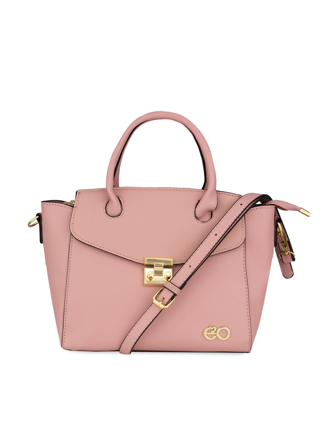 

E2O Women Pink Solid PU Structured Handheld Bag