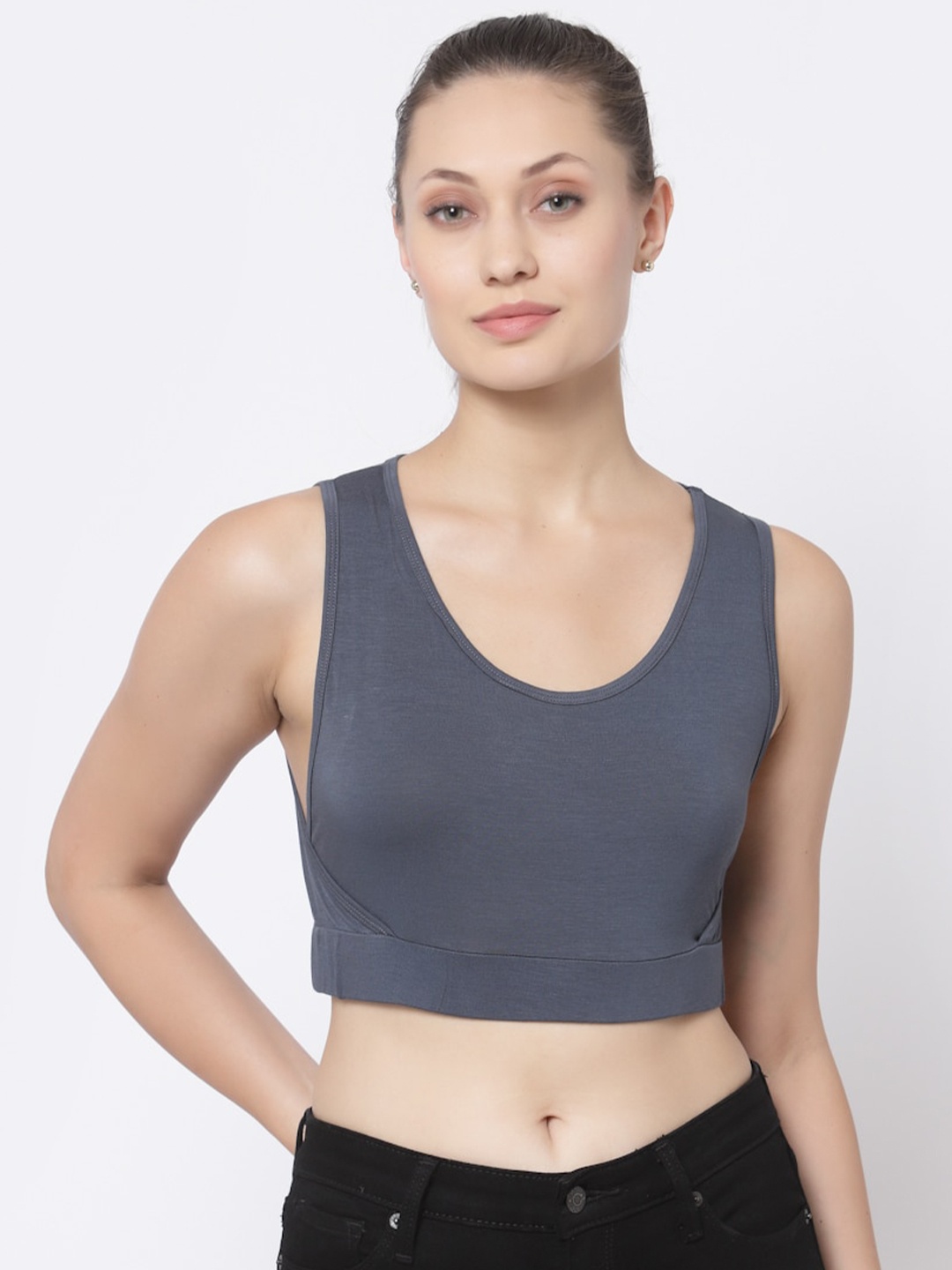 

YOONOY Women Grey Bralette Crop Top