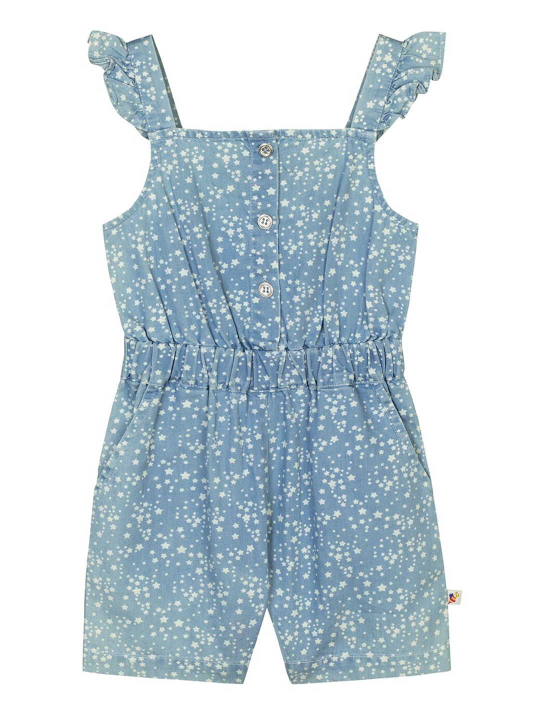 

Budding Bees Girls Blue & White Printed Basic Playsuit