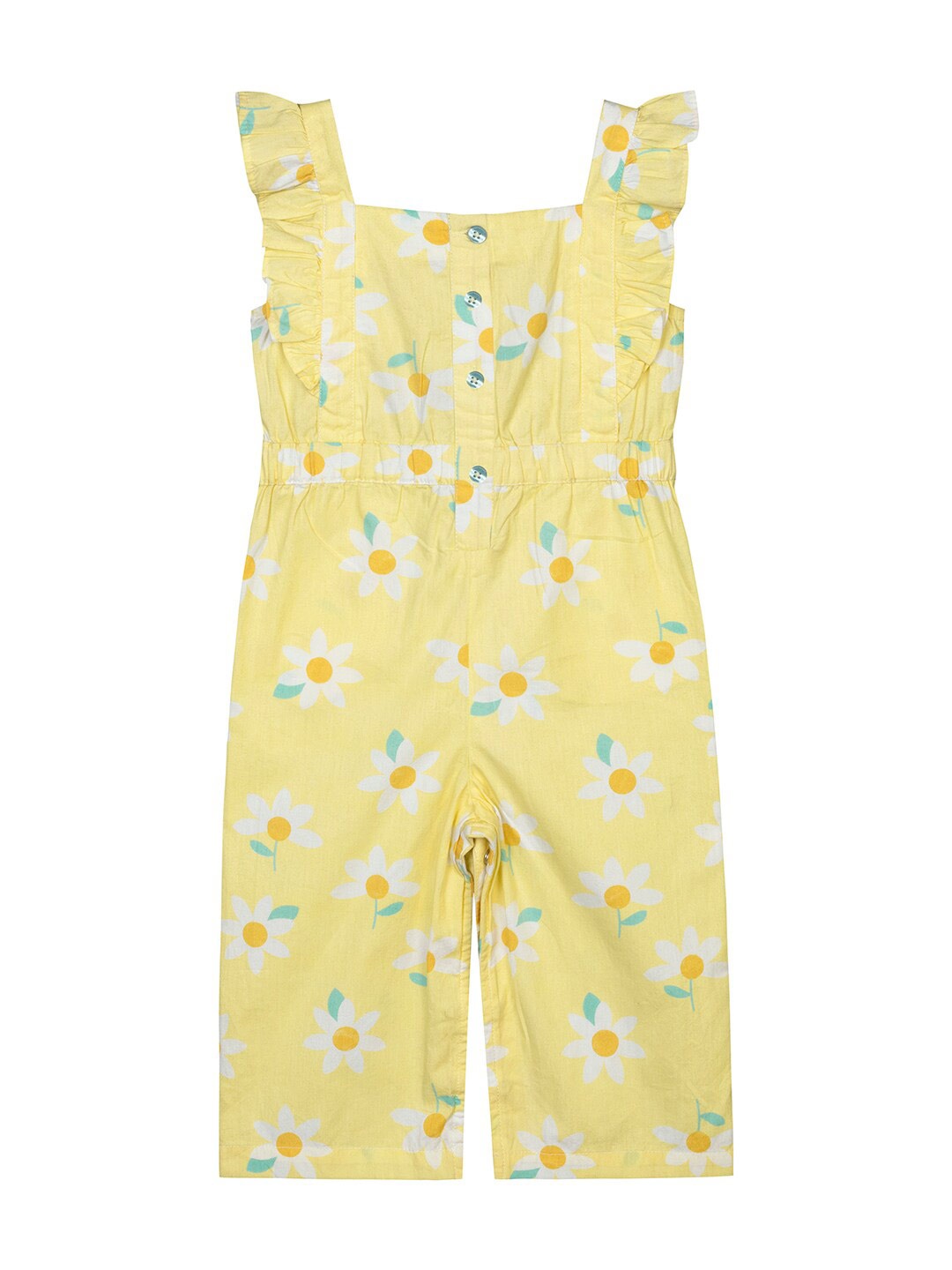 

Budding Bees Girls Yellow & White Printed Jumpsuit