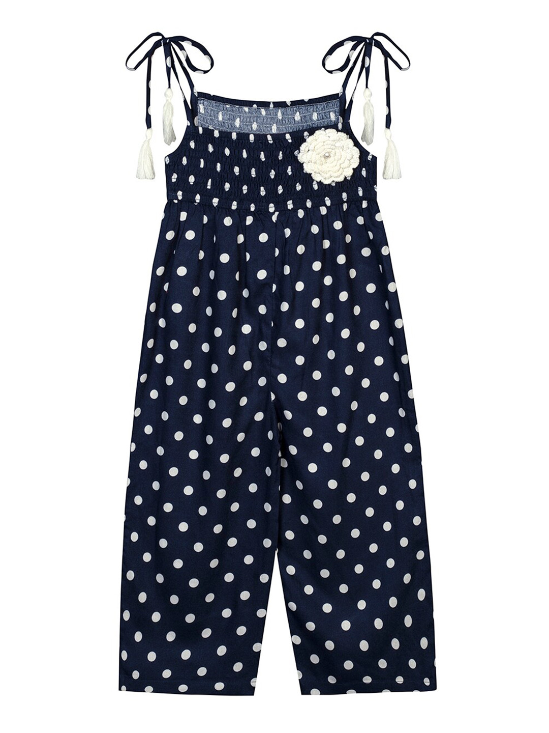

Budding Bees Girls Navy Blue & White Printed Basic Jumpsuit