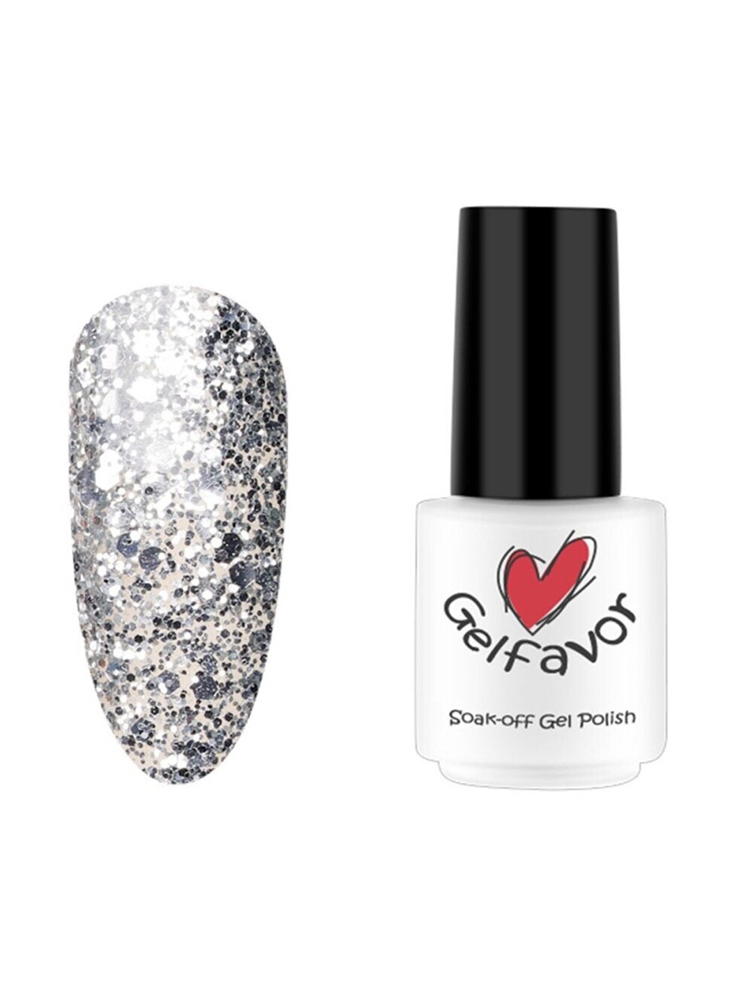 

Gelfavor Pure Color Soak-Off UV LED Long-Lasting Gel Nail Polish - W12, Silver
