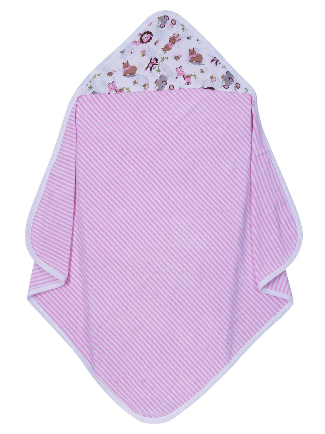 

My Milestones Unisex Infant Pink & White Striped Hooded Bath Towel