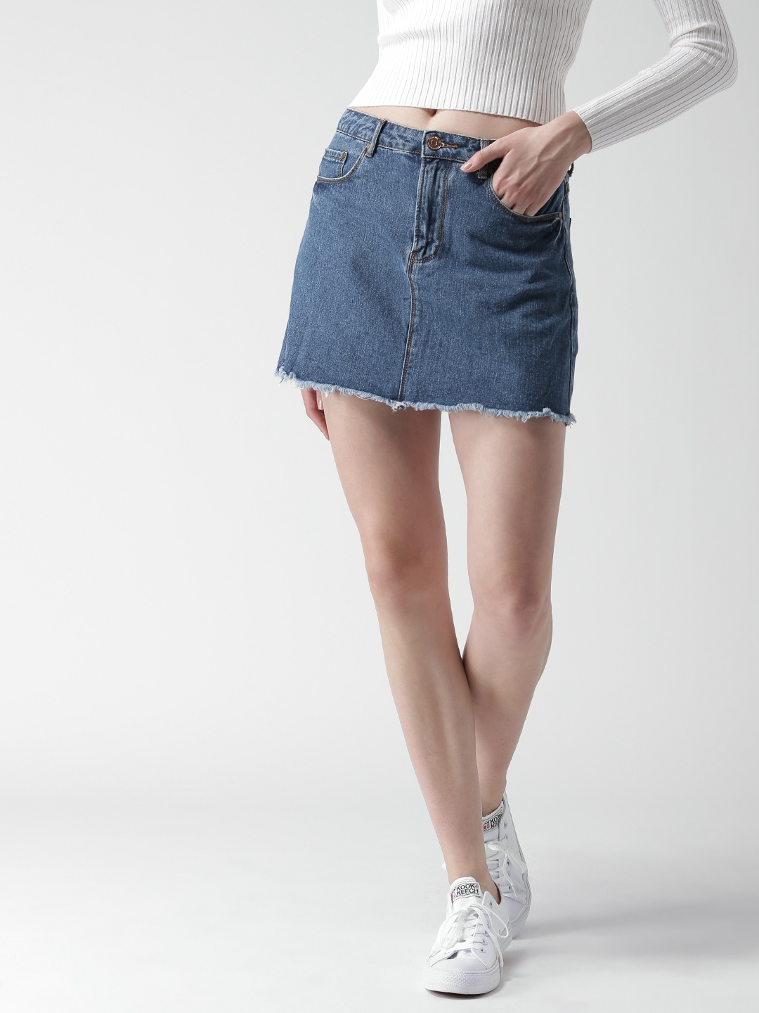 

FOREVER 21 Blue Denim Mini A-Line Skirt