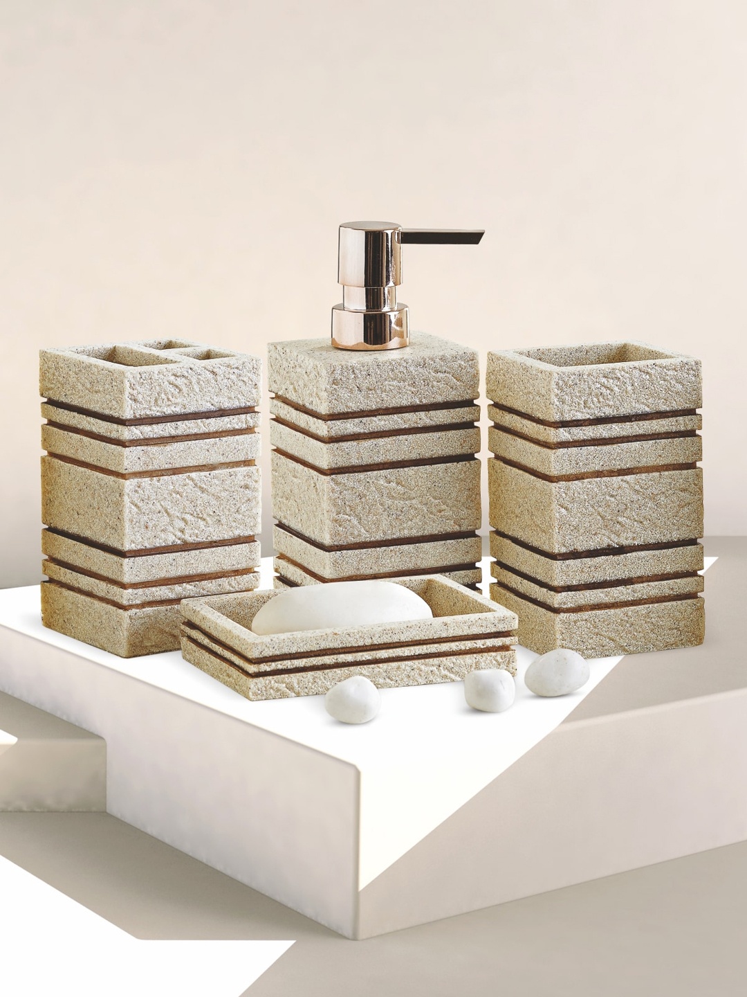 

OBSESSIONS Brown Set of 4 Bathroom Accessories