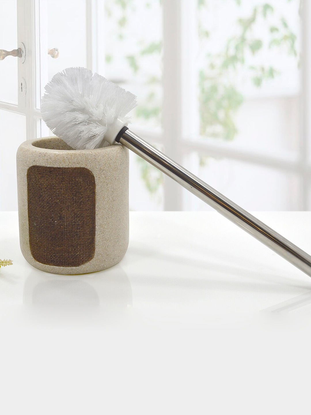 

OBSESSIONS Brown Textured Polyresin Toilet Brush With Holder