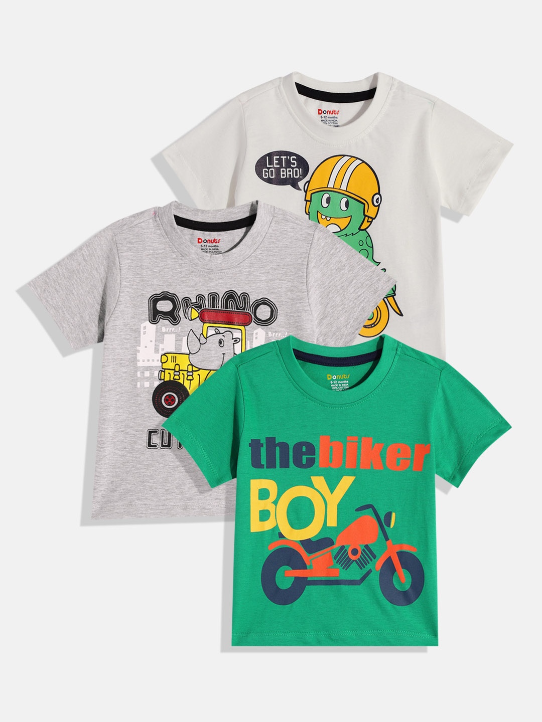

Donuts Infant Boys 3-Pcs Printed T-shirts, Grey melange