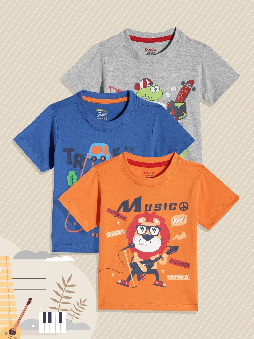 

Donuts Infant Boys 3-Pcs Printed T-shirts, Orange