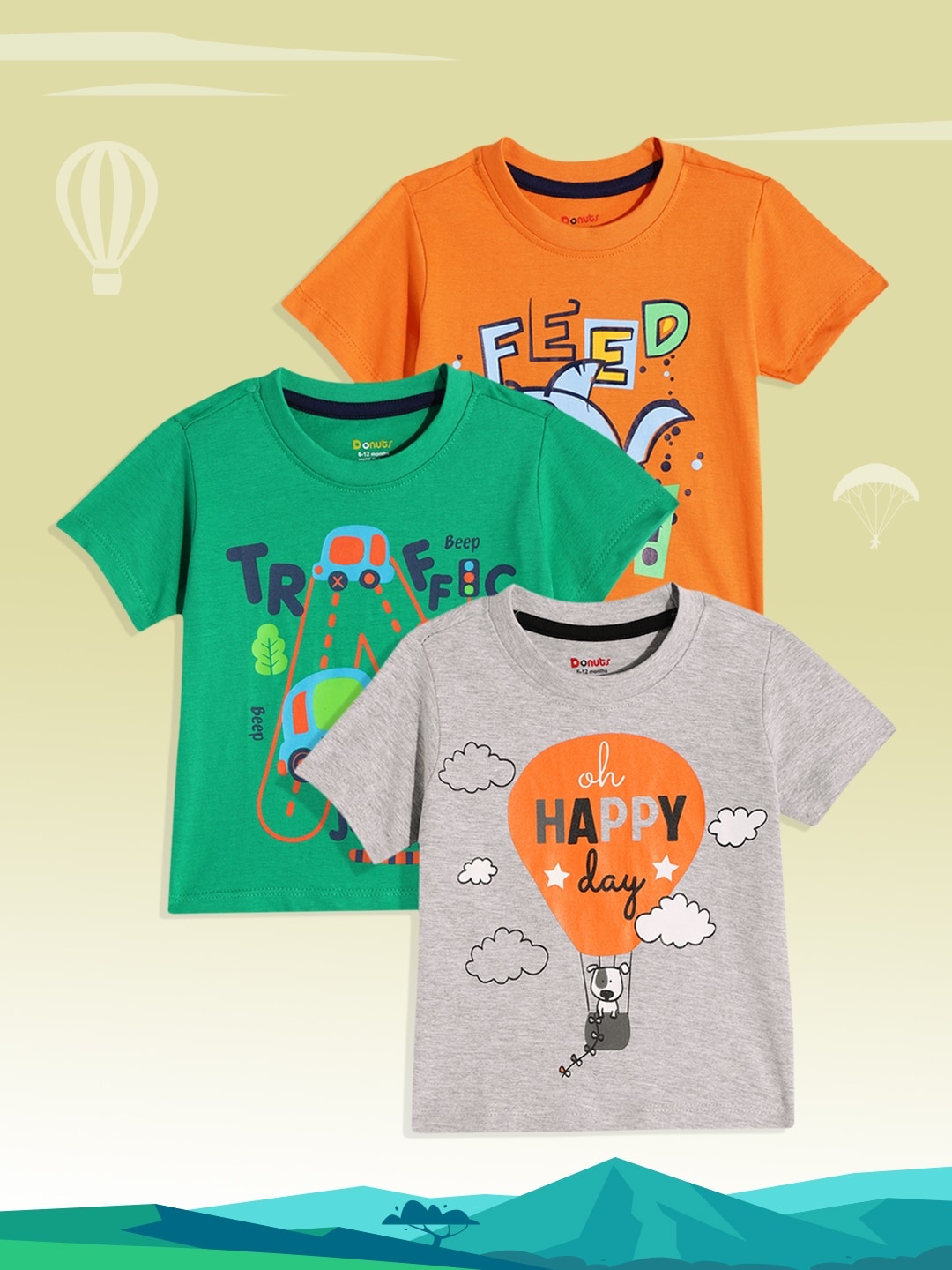 

Donuts Infant Boys 3-Pcs Printed T-shirts, Green